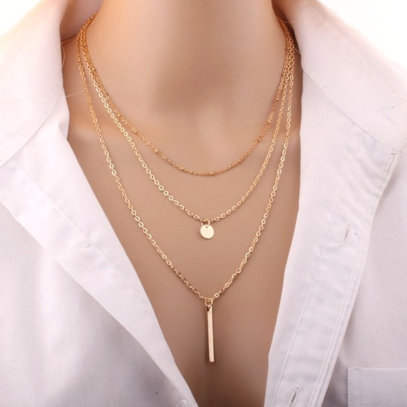 Minimalist Bohemian Indie Layered Gold Necklace - Picture 7 of 11